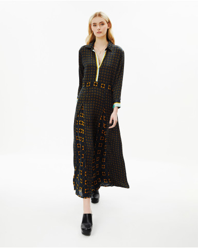 French Navy Blue Long Dress