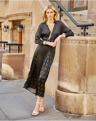 French Navy Blue Long Dress