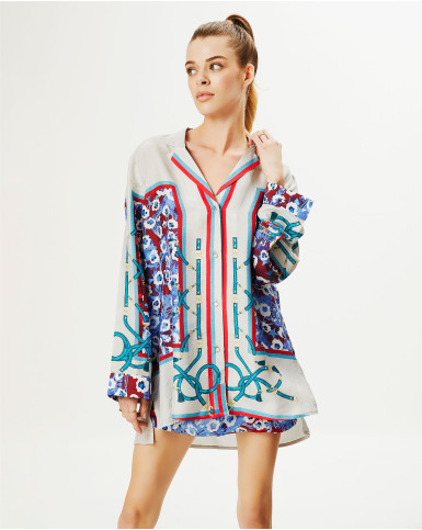Blue Bloom boxy shirt