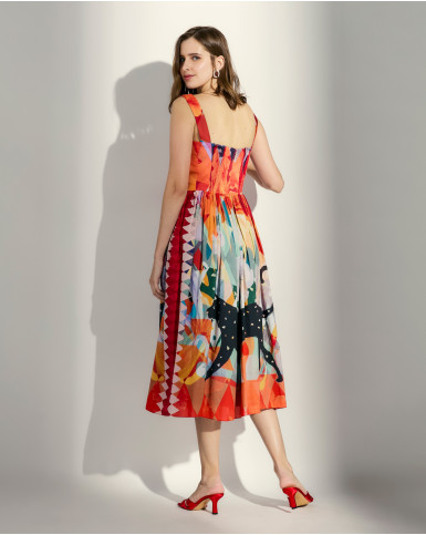 Feline Beauty flared midi dress