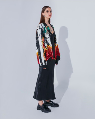 Oriental oversized hand embellished jacket