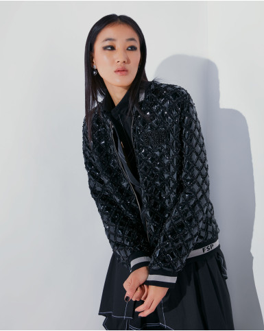 Chromium applique bomber jacket