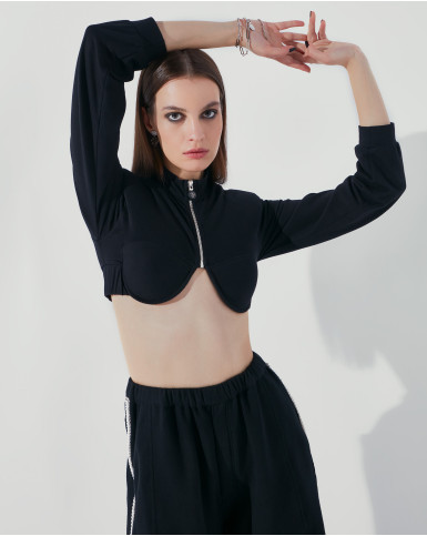 Terry cropped sweatshirt and jogger set