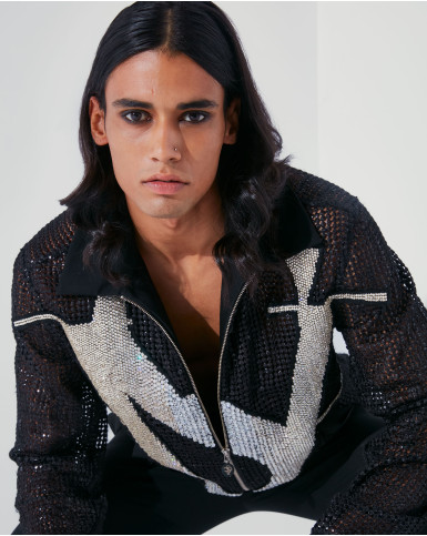 Mesh-mash bomber jacket