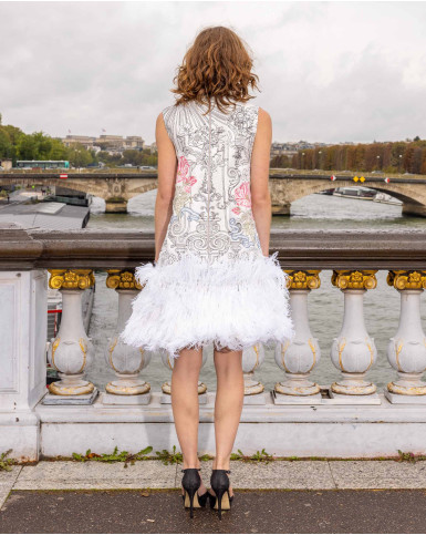 Zinnia, White Quilted Short Dress