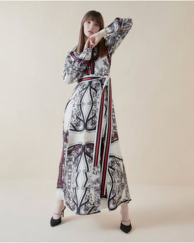 Crimson Nouveau long pleated dress