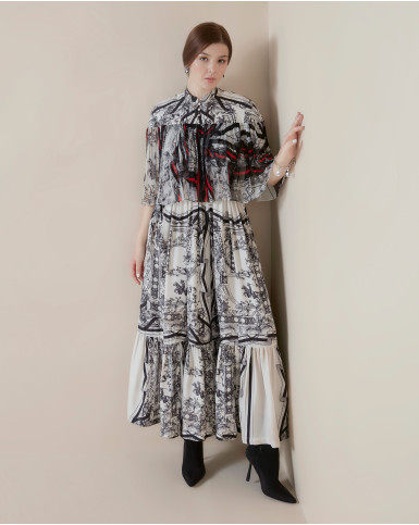 Crimson Nouveau cape dress