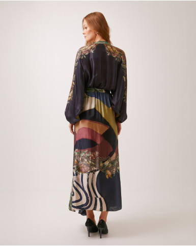 Earthy Meadows tie-up long dress