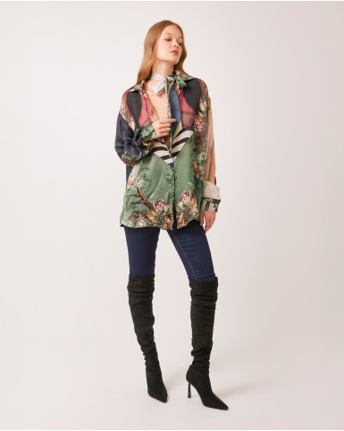 Earthy Meadows neck-tie shirt