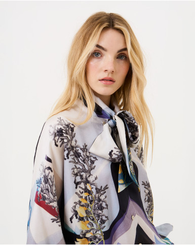 Baritone Blue Tie-Up Blouse