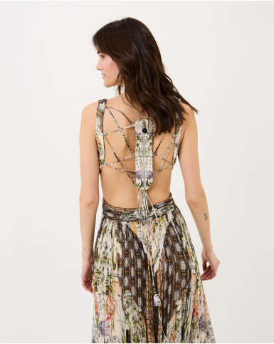 Floral Facade Cut-Out Dress