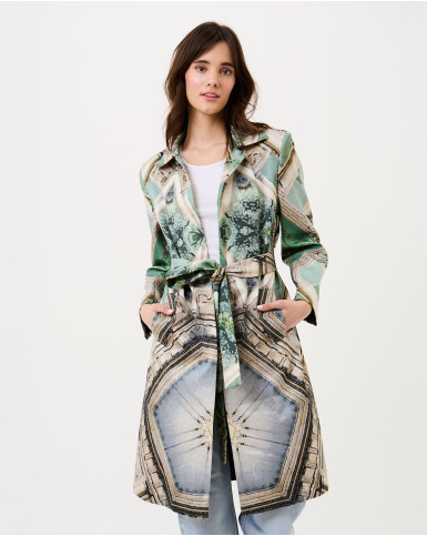 Palm and Prism Trench Coat