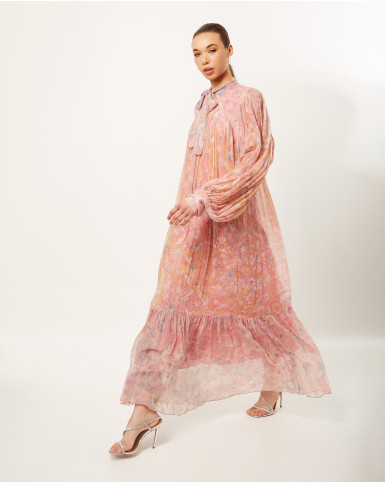 Blush Spliced Flora Long Dress