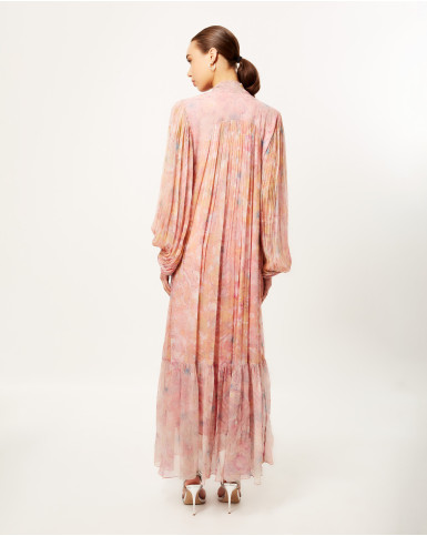 Blush Spliced Flora Long Dress