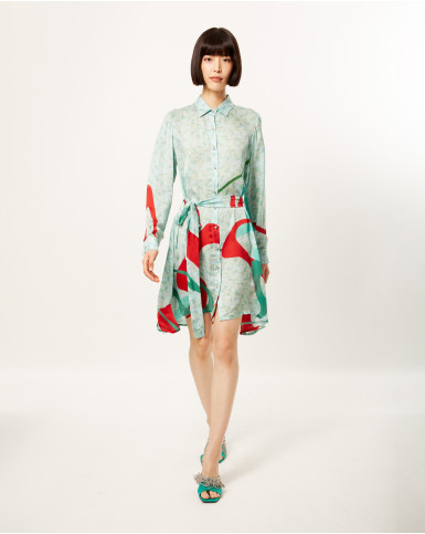 Teal Theatrical Abstract Short Dress