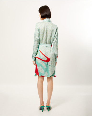 Teal Theatrical Abstract Short Dress