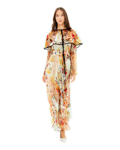 Zinnia Summer Fete maxi dress with cape