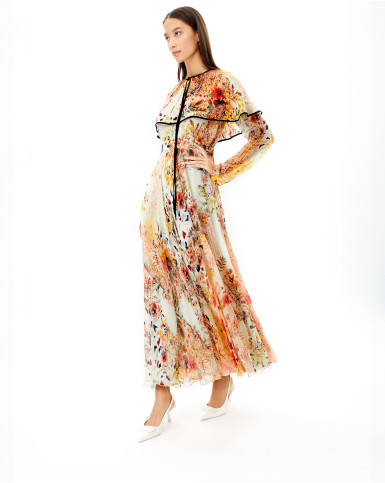 Zinnia Summer Fete maxi dress with cape