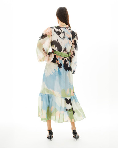 Bohemian Blooms midi ruffle dress