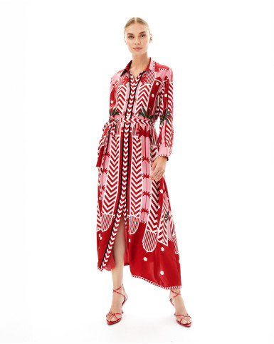 Carnelian Palm midi shirt dress