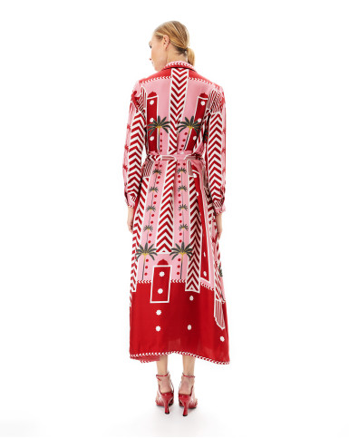 Carnelian Palm midi shirt dress