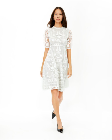 White Chantilly Floret embroidered dress
