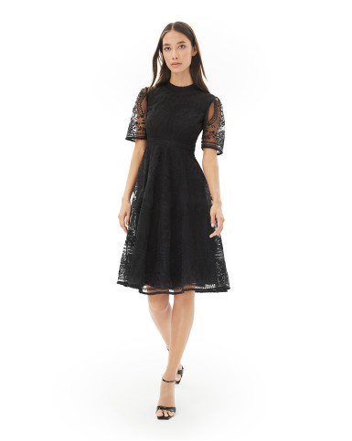 Black Chantilly garden embroidered dress