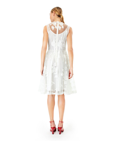 White Chantilly embroidered sleeveless dress