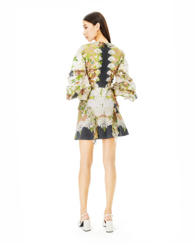 Vintage Garden frill cutout dress