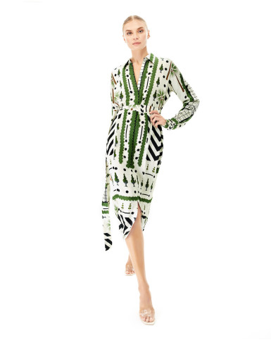Macha Palm midi dress