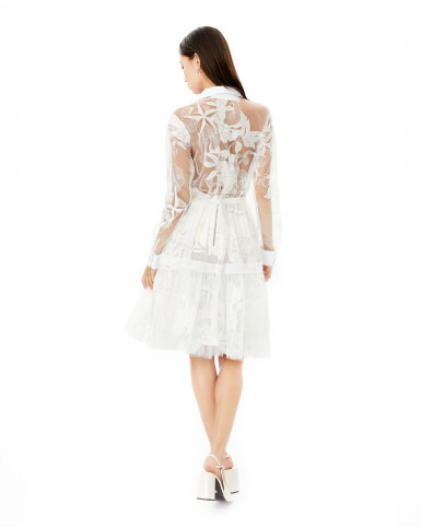 White Chantilly embroidered skirt