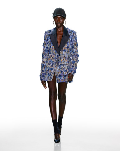 Blue single button blazer dress