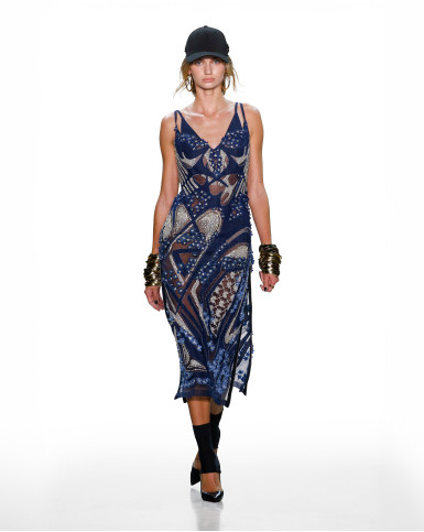 Sheer blue embellished dress