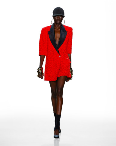 Red beaded blazer dress