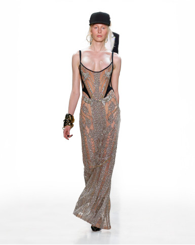 Sheer embellished slip dress