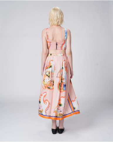 Coral Horizons Crop Top Co-ord Set