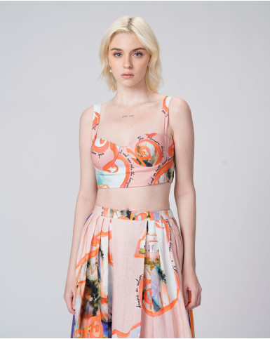 Coral Horizons Crop Top Co-ord Set