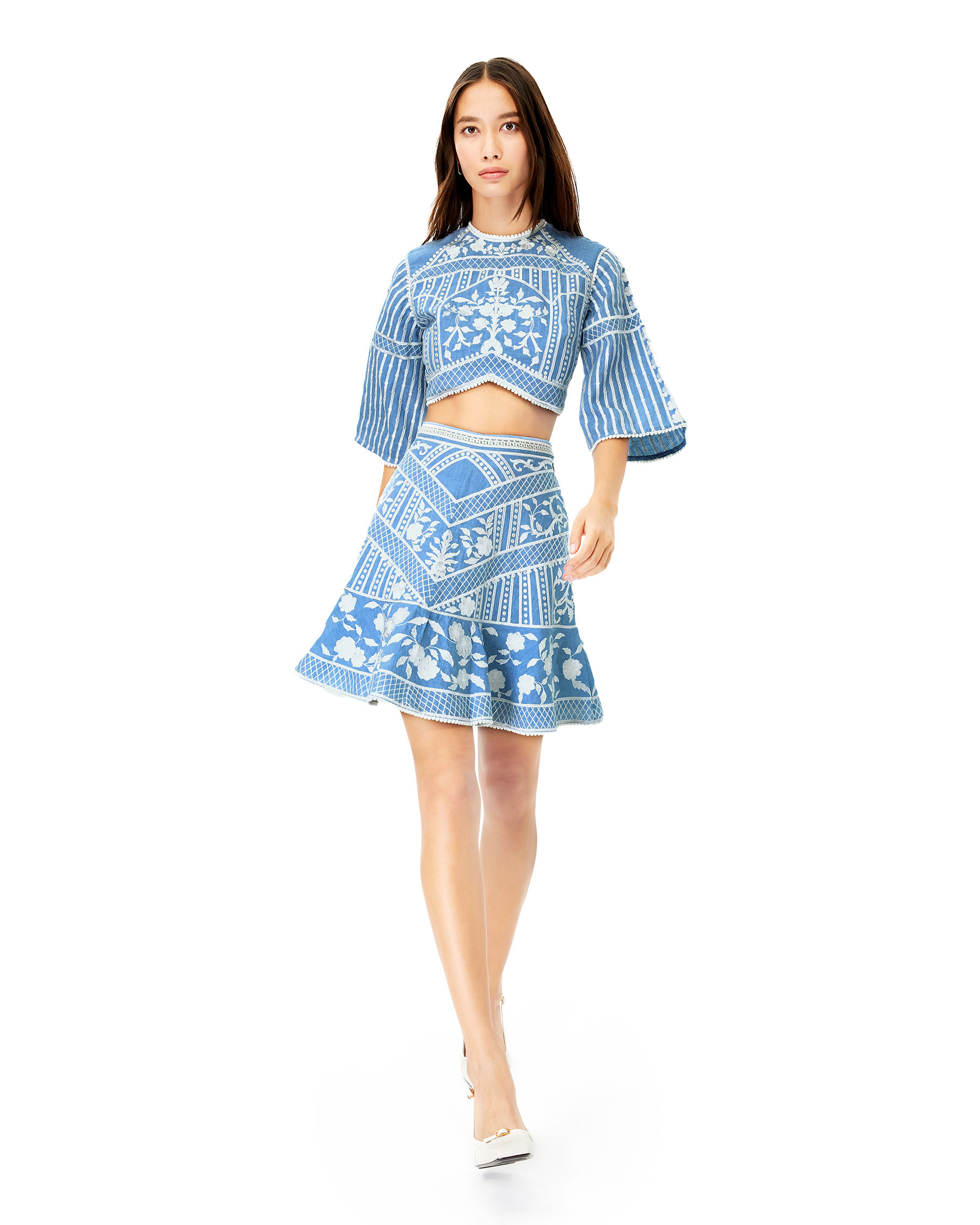 スカート TWIN SET Embroidery skirt Light Blue 232TP3661S17912 ss2440b.jpg