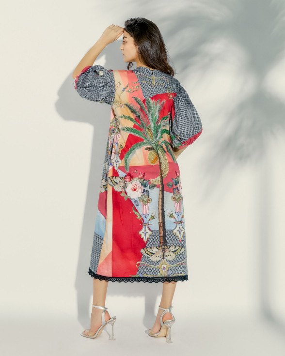 Tropical Mirage relaxed midi dress