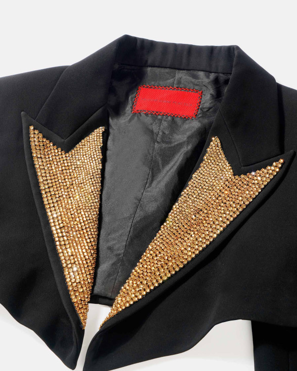 Black embellished cropped blazer