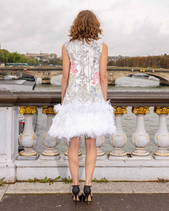 Zinnia, White Quilted Short Dress