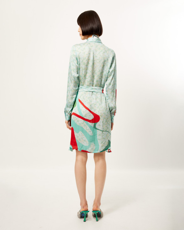 Teal Theatrical Abstract Short Dress