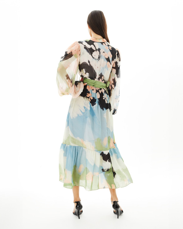 Bohemian Blooms midi ruffle dress