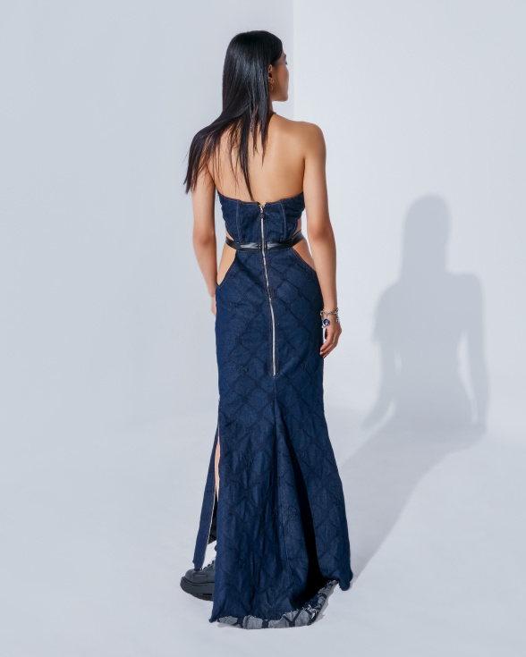 Denim cut-out dress