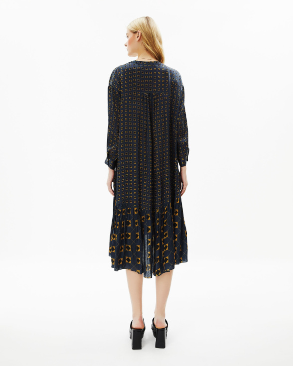 French Navy Blue Midi Dress