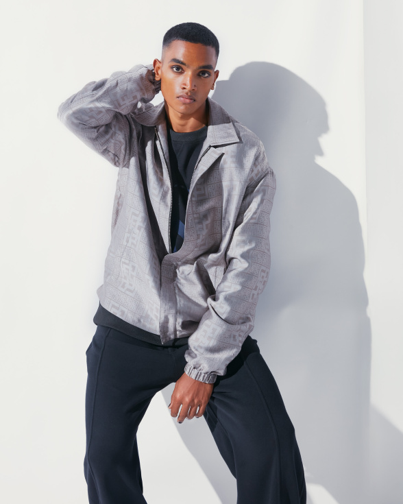 FSP monogrammed grey bomber jacket