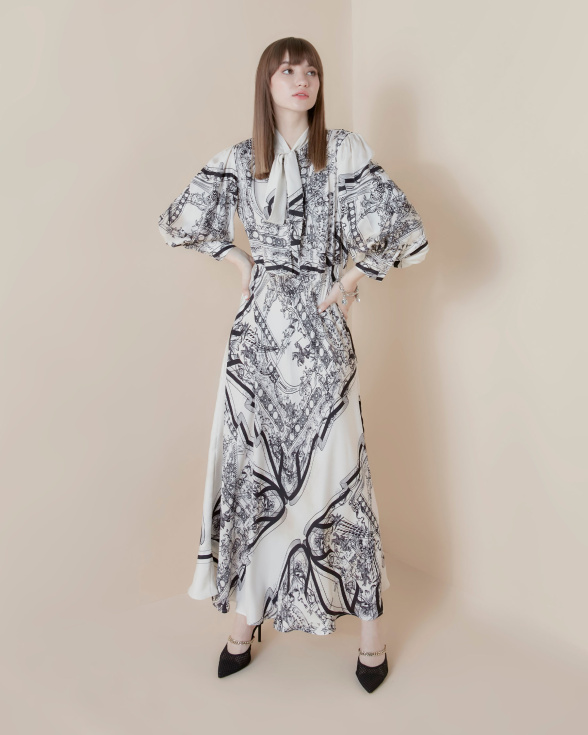 Monochrome Nouveau long dress