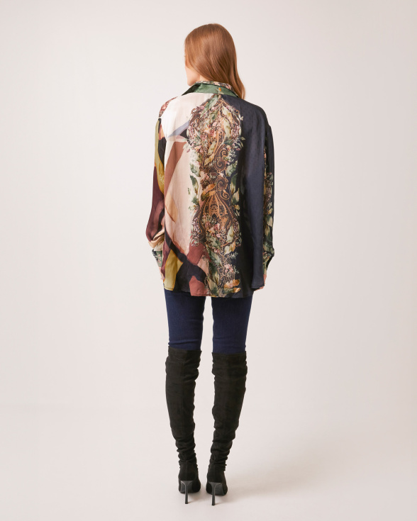 Earthy Meadows neck-tie shirt