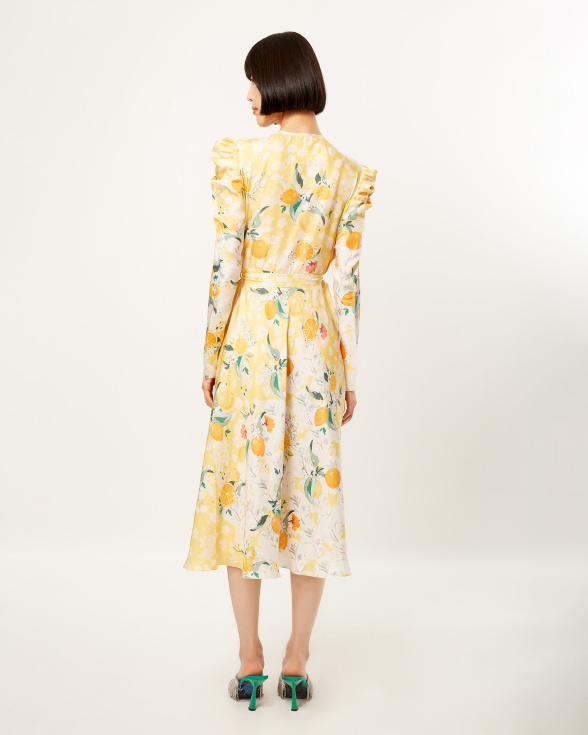 Tangerine Bloom midi Dress