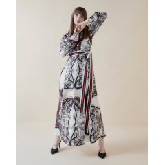 Crimson Nouveau long pleated dress